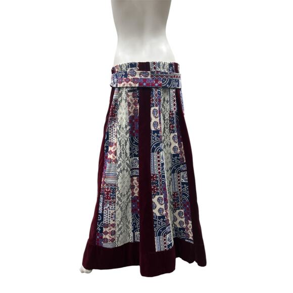 Vintage Skirt Women’s Size M/L Handmade Beautiful Lining Patchwork Velvet Belt - Picture 4 of 5